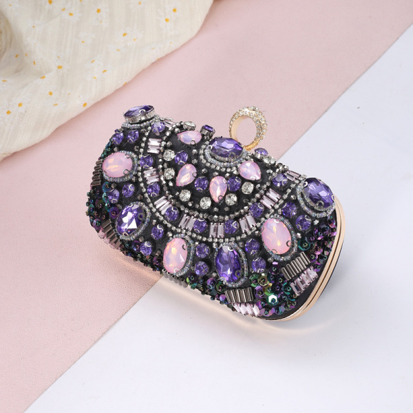 Handmade Beaded Diamond-encrusted Shiny Brilliant Clutch Bag Banquet Party Bag Single-shoulder Crossbody Cheongsam