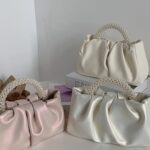 Bag Women's 2025 New Arrival Fashionable Round Pearl Handbag Pleated Cloud Bag Niche Elegant Shoulder Crossbody Bag