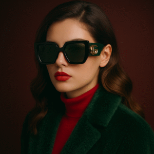 American High-End Ins Square Frame New Wide-Leg Double-Circle Fashion Sunglasses Anti-Uv Cat-Eye Sunglasses